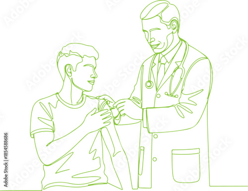 Doctor examining patient's arm vector Illustration