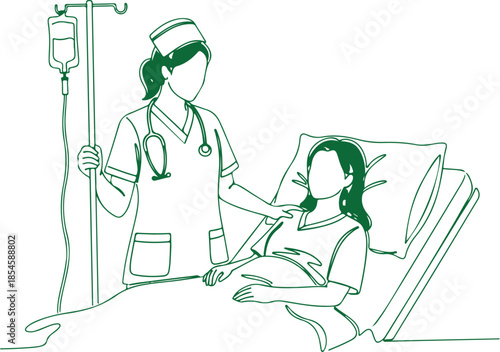 Nurse administering iv treatment vector Illustration