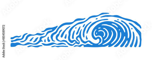 Vintage Engraved Ocean Wave Illustration