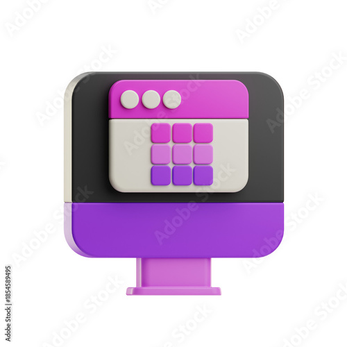 3D Illustration, icon of digital calendar