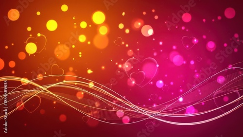 Vibrant heart shapes and lines on gradient background