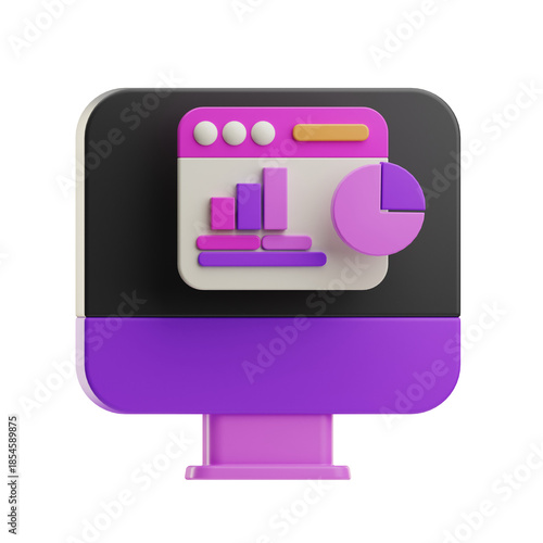 3D Illustration of Data Analytics Dashboard