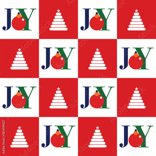 Christmas art features a simple flat seamless pattern with joyful natal design elements.