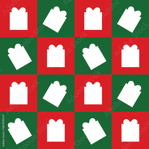 Christmas art features a simple flat seamless pattern of presents on natal background