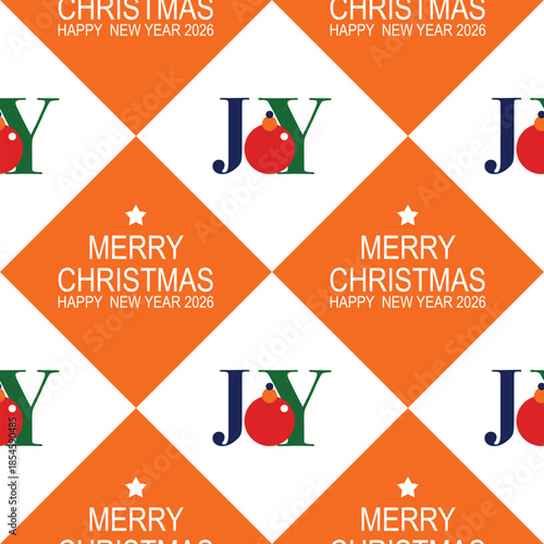 Christmas art features a simple, seamless pattern of flat designs for a natal celebration.