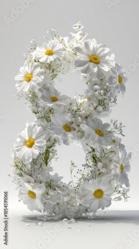 White Daisy Wreath Made of Delicate Spring Flowers, Bright Yellow Centers, Fresh Greenery, and Soft Petals — Elegant Studio Floral Arrangement for Fresh, Peaceful Spring Decor