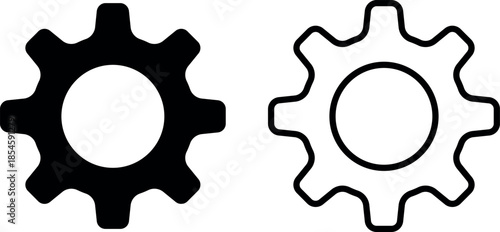 Gear set. Black gear wheel icons on white background - stock vector.