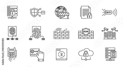 Essential cybersecurity and data protection icons