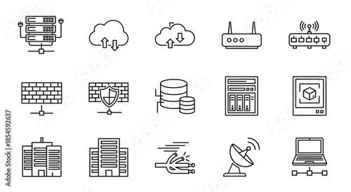 Illustrations of cloud computing and network infrastructure