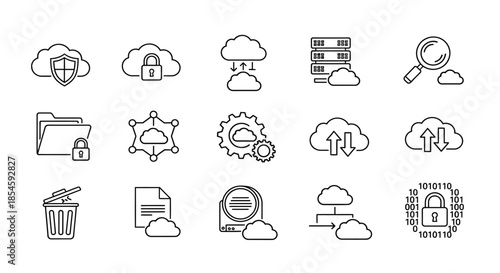 Cloud computing and data security icons
