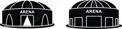 Two black arena silhouettes with text ideal for designs on transparent background