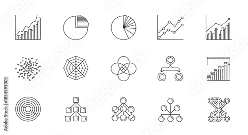Collection of various data visualization icons