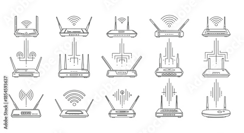 Collection of various wireless router designs