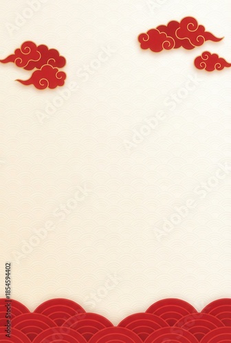 Traditional Chinese New Year Background with Auspicious Clouds and Wavy Patterns for Festive Celebrations.