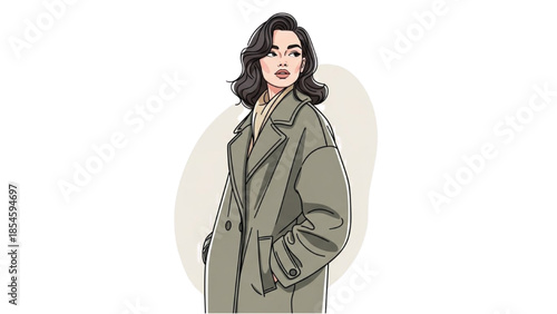 A young woman stands confidently with her hands in her coat pockets.