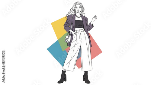 Illustration of a young woman standing confidently with a modern twist