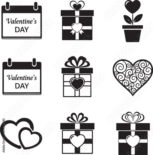 Valentine's day icons collection illustration