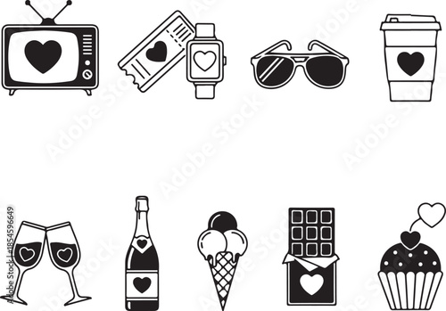 Valentine's day icons collection illustration