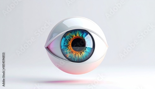 Rendered 3D eyeball against a soft gradient background