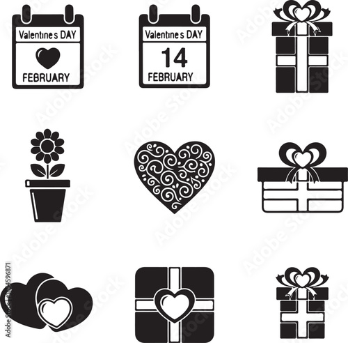 Valentine's day icons collection illustration