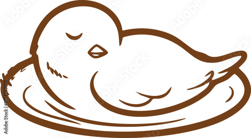 Sleeping bird in a nest