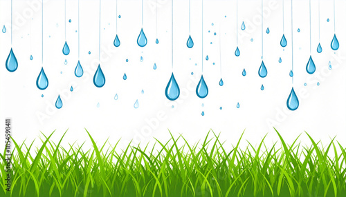 Flat Raindrops on Green Grass