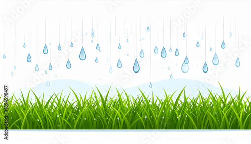 Flat Raindrops on Green Grass