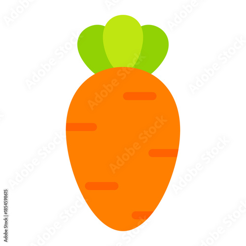 Simple carrot icon flat cartoon vegetable illustration isolated on transparent background.
