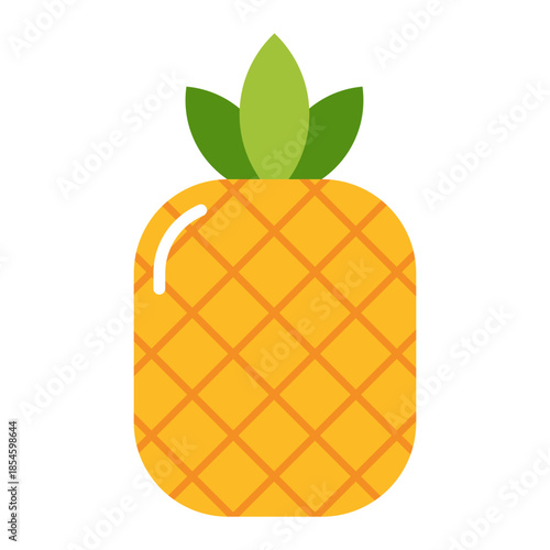 Pineapple fruit icon with green leaves isolated on transparent background.