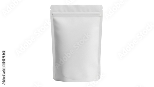 Blank stand-up pouch mockup isolated PNG, flexible packaging for food, snack, coffee, tea, or pet food on transparent background