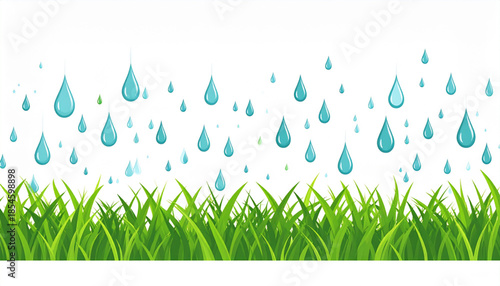 Flat Raindrops on Green Grass