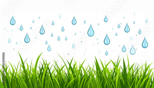 Flat Raindrops on Green Grass