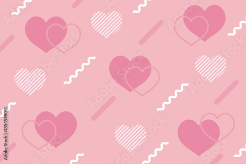 ハートのポップなデザインの背景イラスト（ピンク）