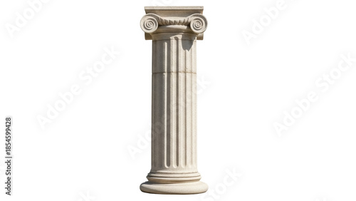 Ancient Greek column isolated PNG on transparent background, classical architecture element for historical designs and educational projects