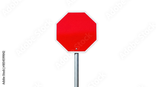 Quadro su tela Red stop sign isolated PNG on transparent background, octagon shape traffic sign