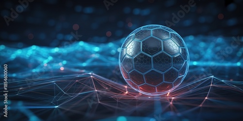 Dynamic 2026 Soccer Football World Cup Theme with Futuristic Hexagon Design and Vibrant Blue Lighting for Sports Marketing and Event Promotion