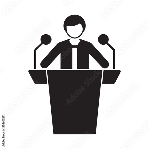 Person At Podium With Microphone Icon Vector Illustration