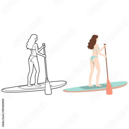 Paddle Boarding Illustration.