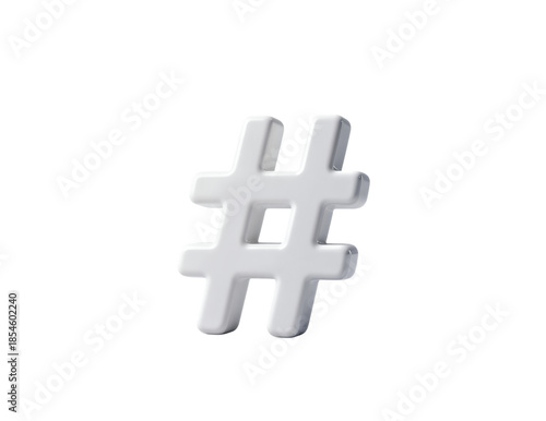 3D White Hashtag Symbol