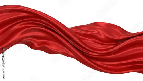 Photos Elegant red silk fabric flowing isolated PNG on transparent background, luxuriou