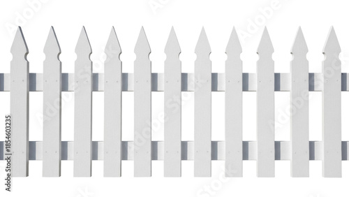 фотографія White picket fence PNG isolated on transparent background, classic garden border