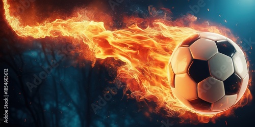 Fiery Soccer Ball for 2026 World Cup Promotional Material with Dynamic Flames and Vibrant Colors