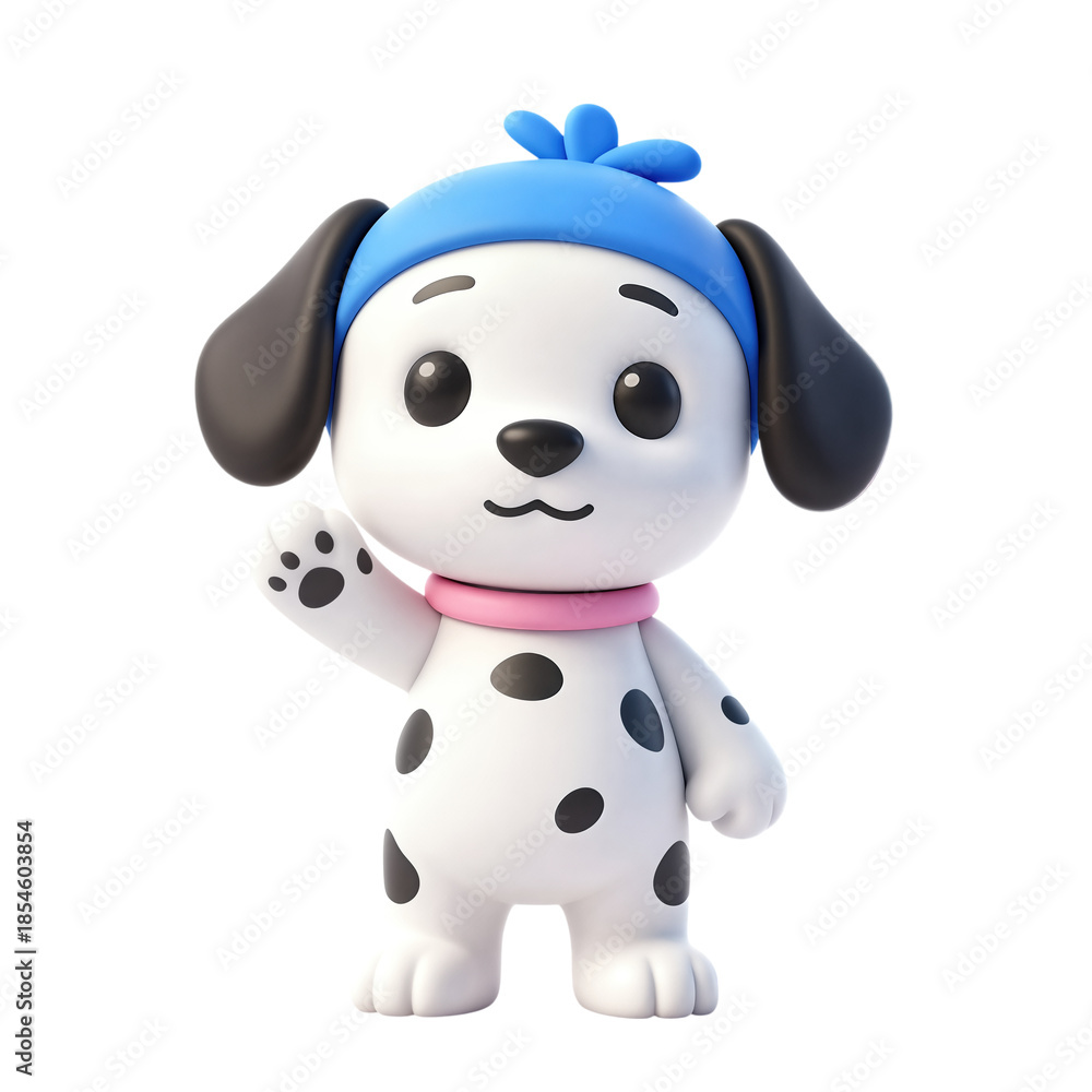 Naklejka premium Cute 3D dog character waving hand