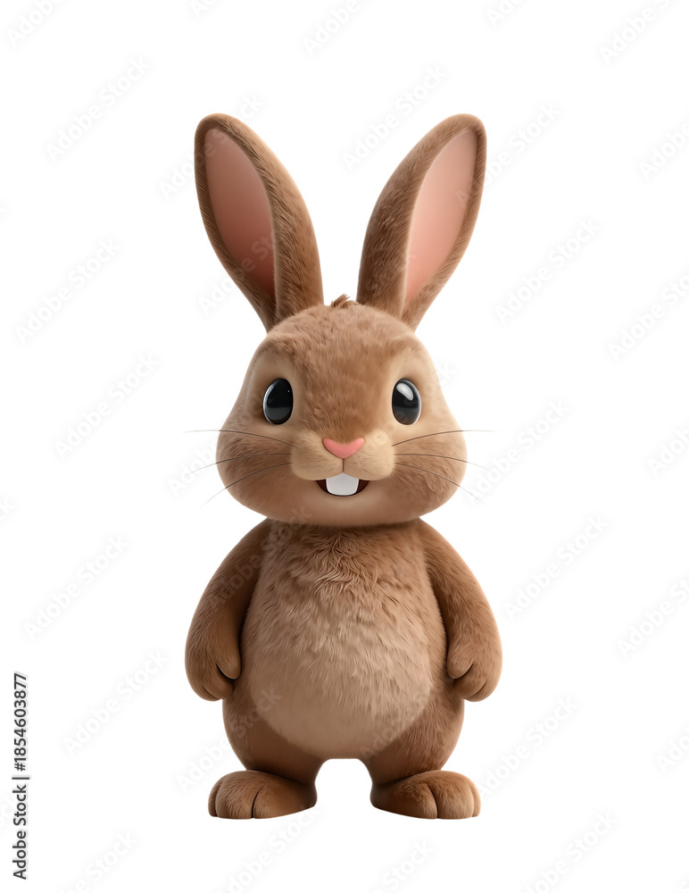 Obraz premium Cute 3D Rabbit with Pink Ears Smiling