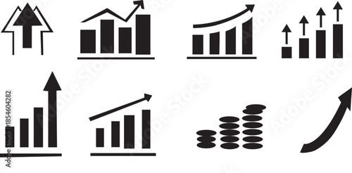set of business icons and whit background