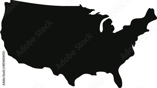 Silhouette of the United States Map against a white background