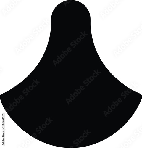 A black silhouette illustration of a unique shape on a white background