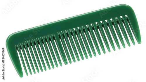 Obraz na płótnie Green plastic comb PNG isolated on transparent background, hair care tool for st