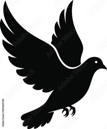 Bird in Flight Silhouette Vector Illustration