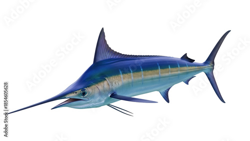Fotografía Blue marlin PNG isolated on transparent background, majestic sea predator with d